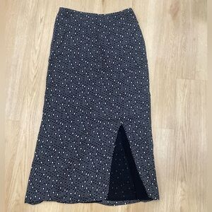 Merona black and white geometric polka dot print silk midi skirt size Small